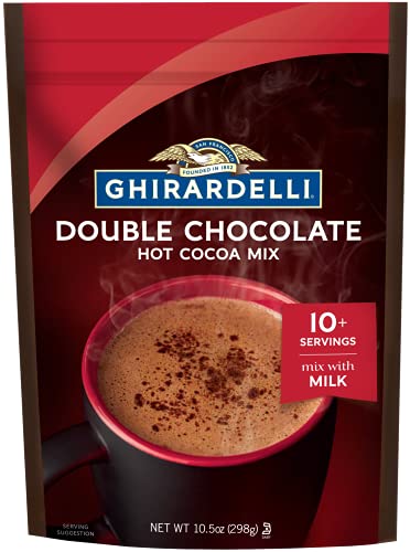Ghirardelli Double Chocolate Premium Hot Cocoa 10.5 Ounce for Winter Nights - Warmth, Rich Taste, 6 Cases