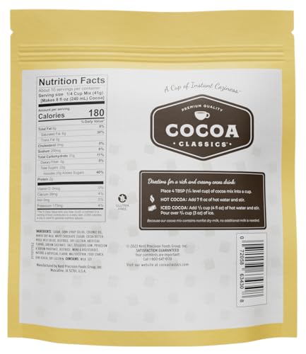 COCOA CLASSICS Arctic White Cocoa Mix Hot Chocolate for Gluten Free Adults Anytime, Make Hot or Iced, 1|8 oz Pouch (Pack