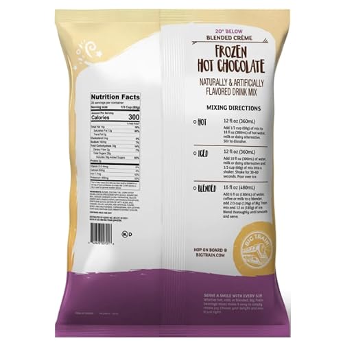  Big Train 20 Below Frozen Hot Chocolate Beverage Mix - Frost-Free, Creamy & Delicious for Cold Weather Drinking
| Big T