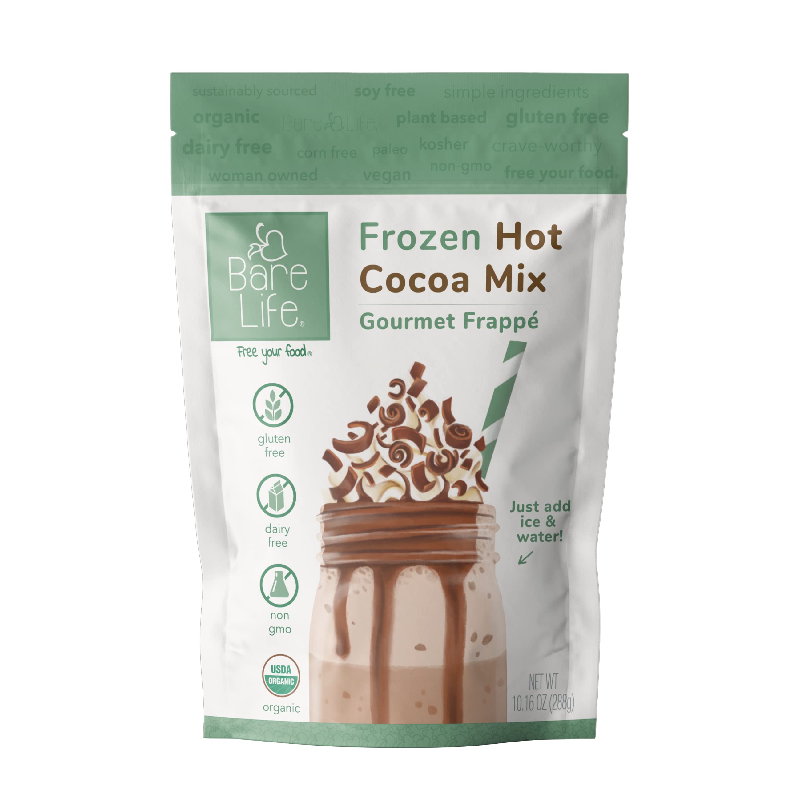  Bare Life Dairy Free Frozen Hot Cocoa - Vegan, Organic, Gluten Free, Paleo, Lactose Free, Soy Free - Perfect for Health
