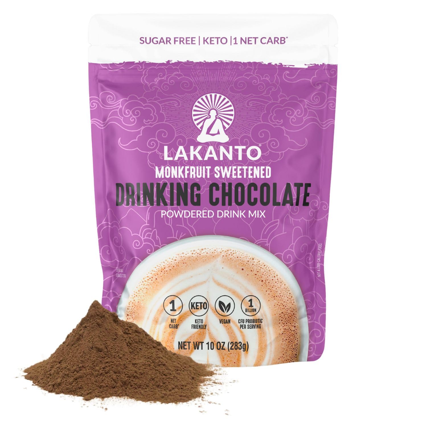 Lakanto Sugar Free Drinking Chocolate Keto Diet Friendly Vegan Dutch Cocoa Original 10 oz