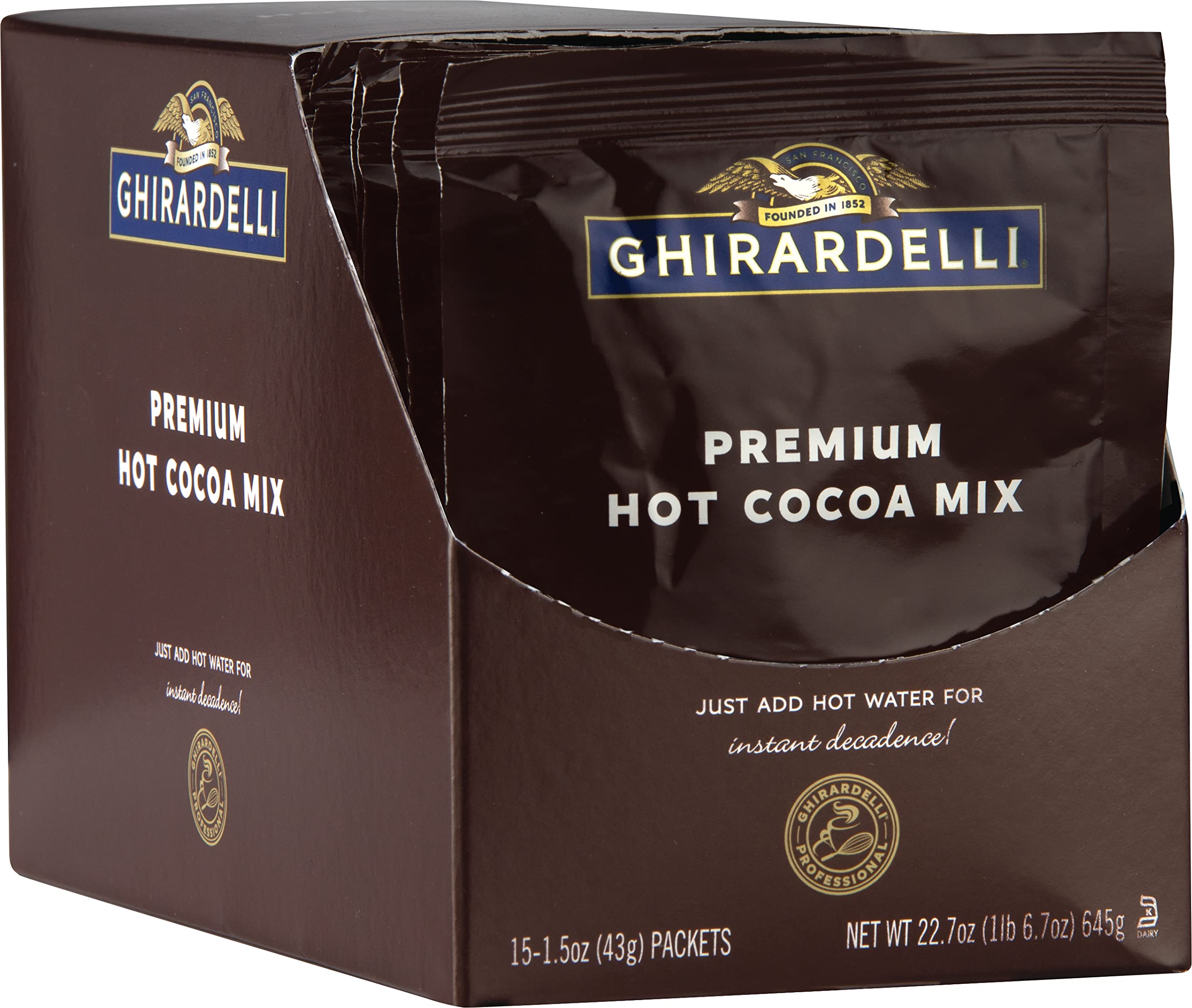 Ghirardelli Premium Hot Cocoa Envelopes - Rich Chocolate, Non-Alcoholic Beverages, Family, Warm Winter Nights, Convenien