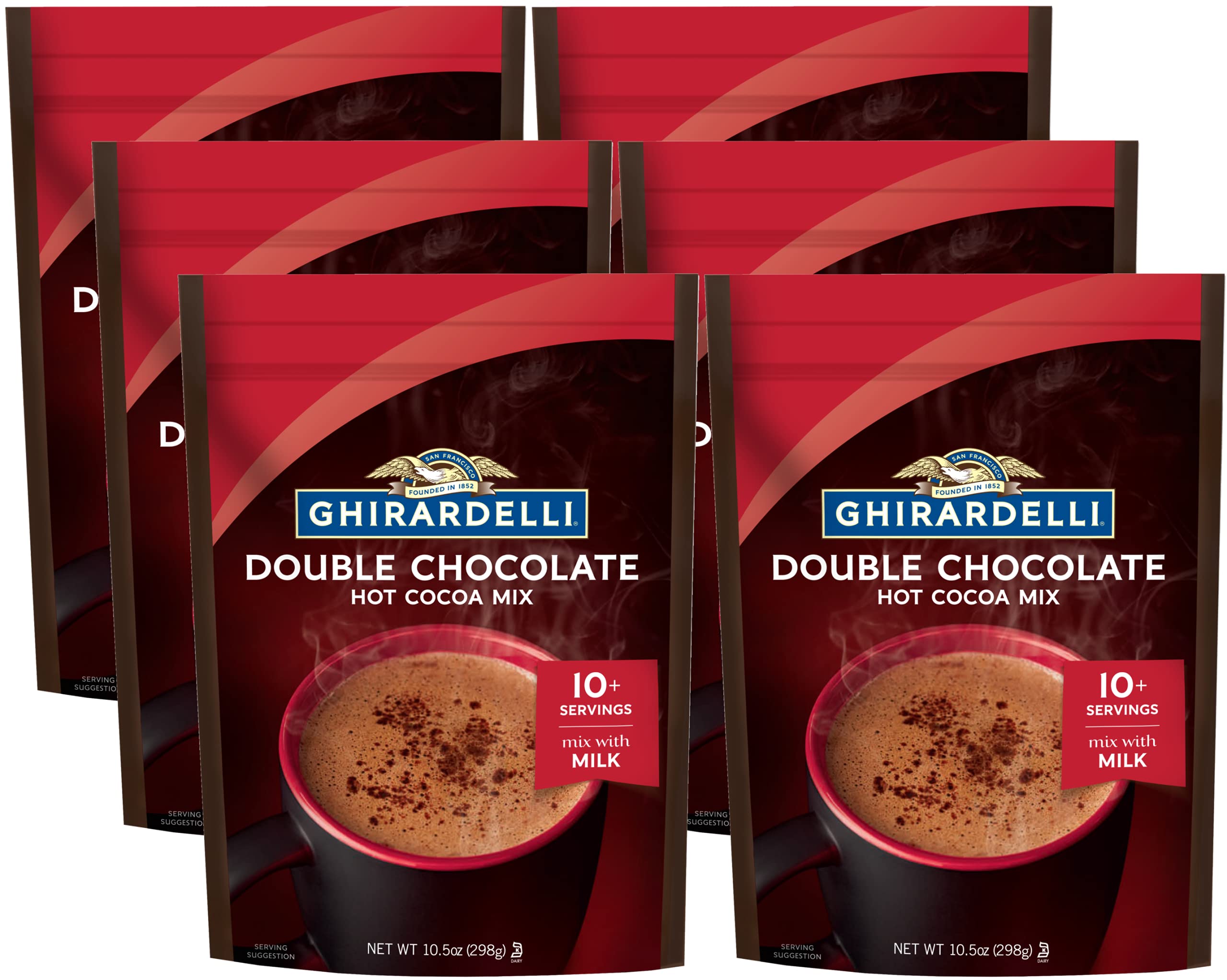 Ghirardelli Double Chocolate Premium Hot Cocoa 10.5 Ounce for Winter Nights - Warmth, Rich Taste, 6 Cases